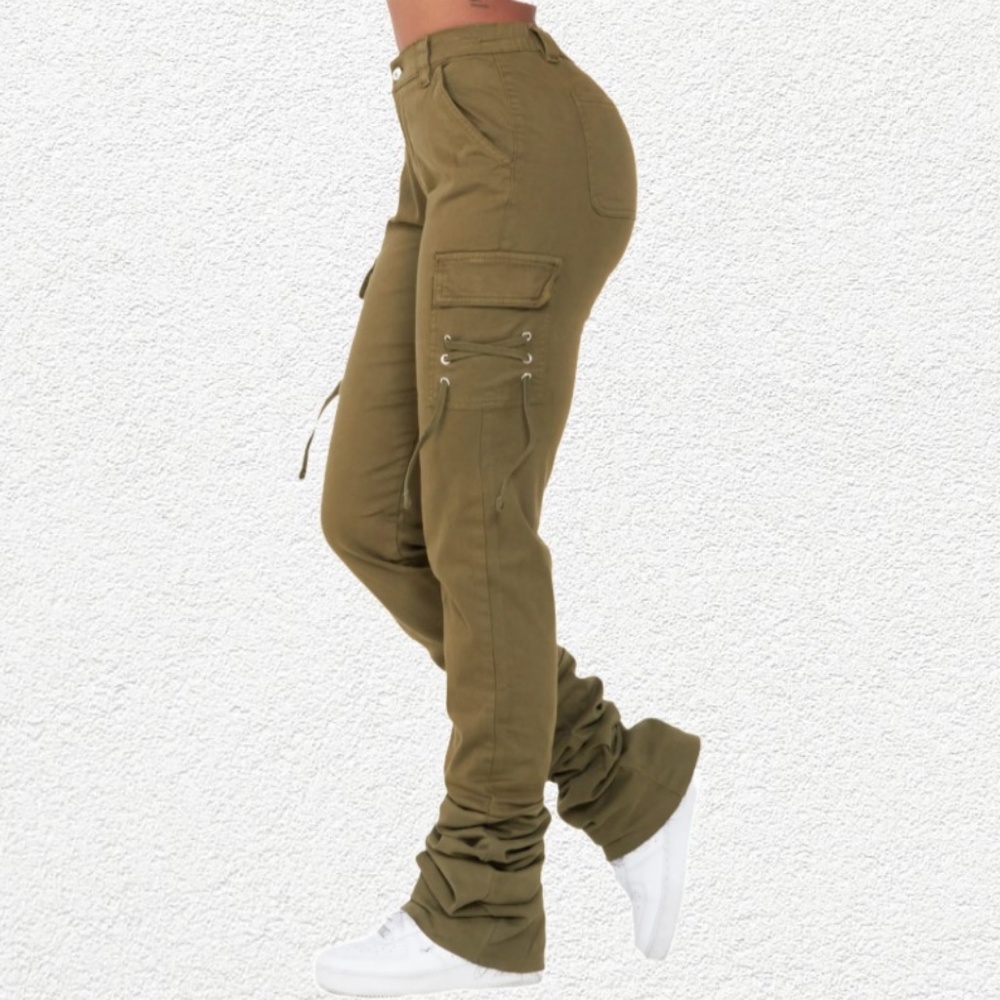 MELISS OLIVE SUPER STACKED JEAN - S / OLIVE